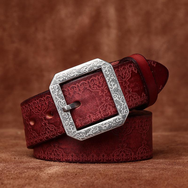 Belt Men's Thickened and Extra Thick Genuine Leather Pure Cowhide Stainless Steel Versatile Retro Casual Men's Jeans Belt