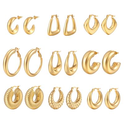 Round Stainless Steel Hollow Earrings Ladies Premium Elliptical Earrings