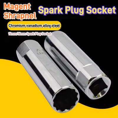 2-piece Universal Magnetic Spark Plug Wrench for Automotive Spark Plugs, 14/16mm Installation, Replacement, Repair Kit, Spark Pl