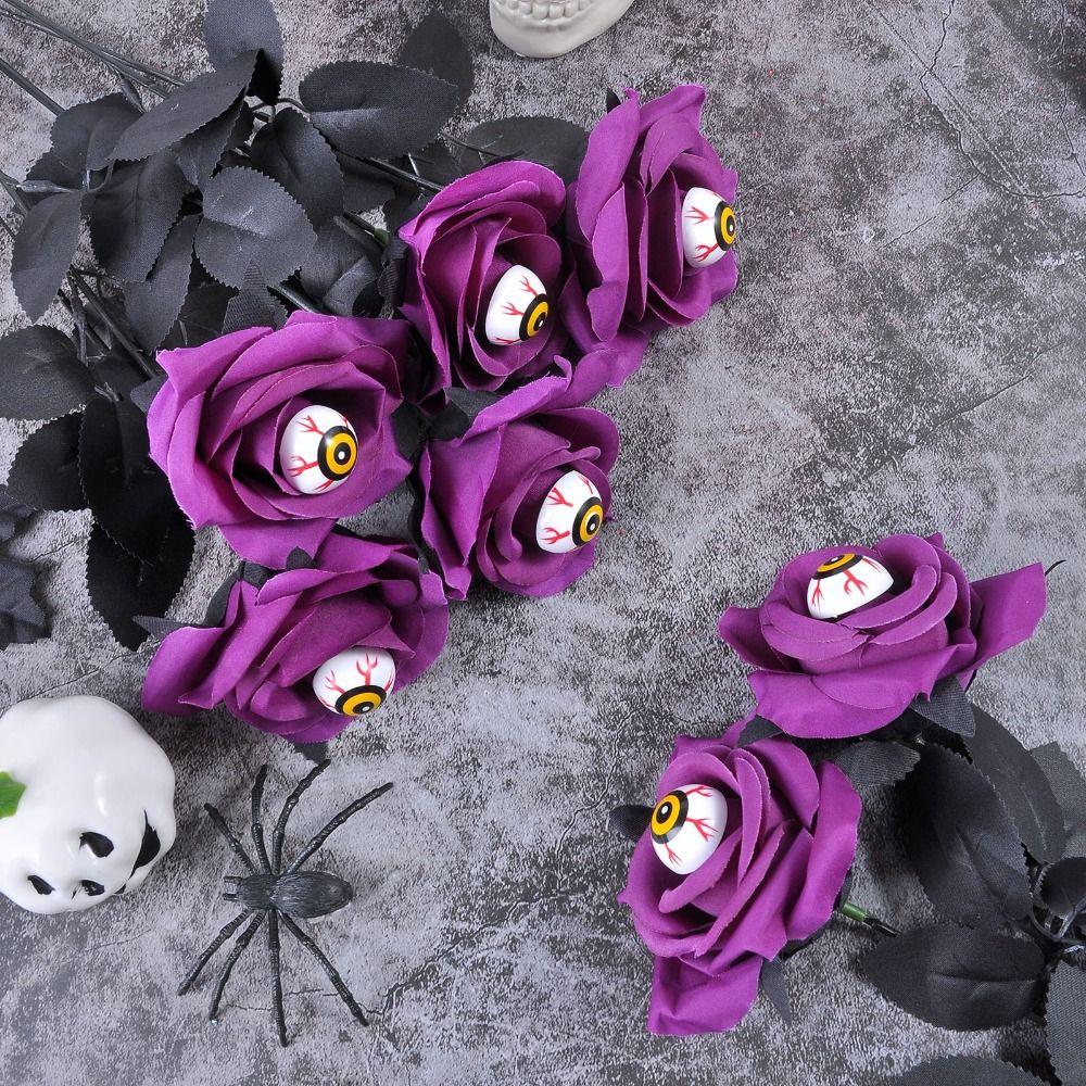 Black Red Roses Horror Props Eyeball Design Halloween Home Decor  Table Accessories