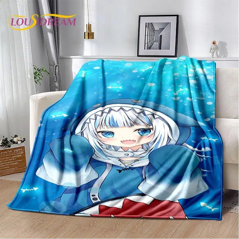 Gawr Gura Hololive Cute Anime Soft Plush Blanket,Flannel Blanket Throw Blanket for Living Room Bedroom Bed Sofa Picnic Cover Kid