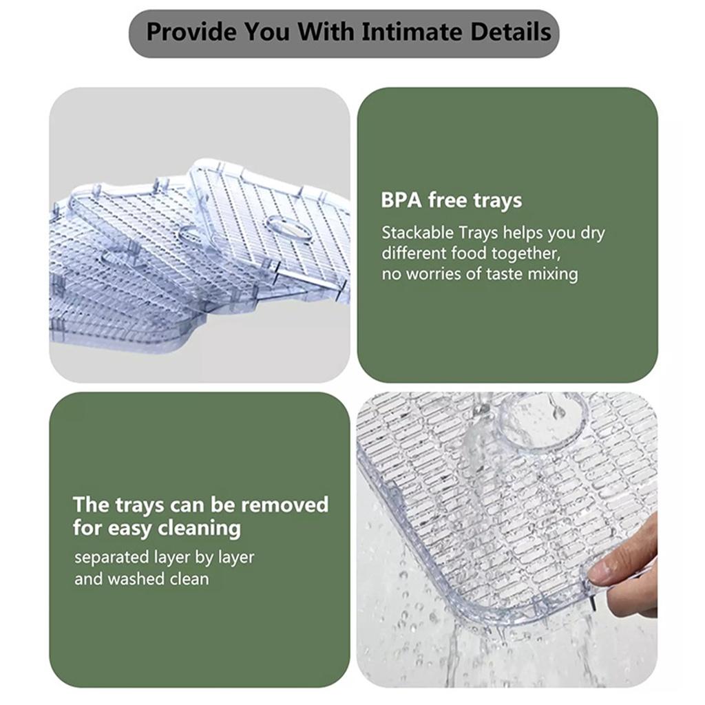 220V 5 Tăvi Uscător Alimente Deshidrator Deshidrator Alimentar Casnic cu Temporizator Digital și Control Temperatură pentru Fructe Legume Carne Vită