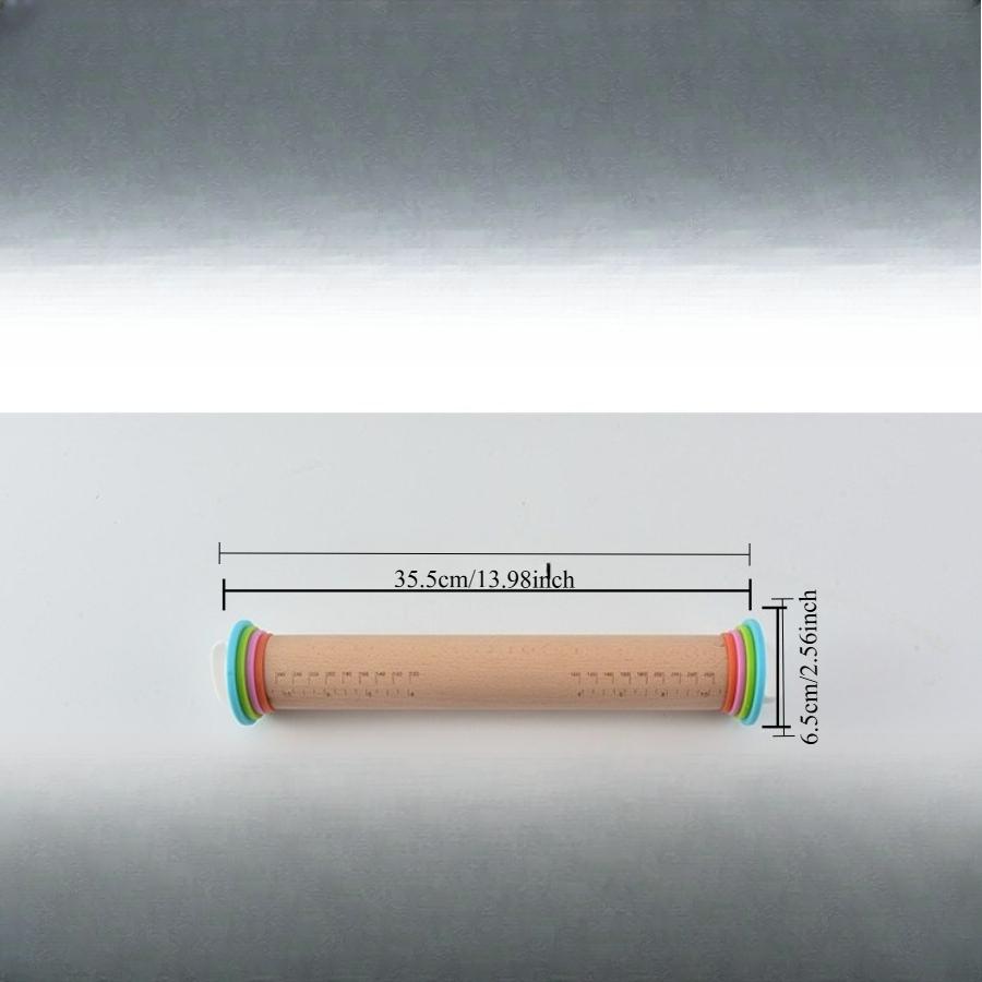 Beech rolling pin graduated flour stick with adjustable thickness rolling dumpling wrapper baking tool