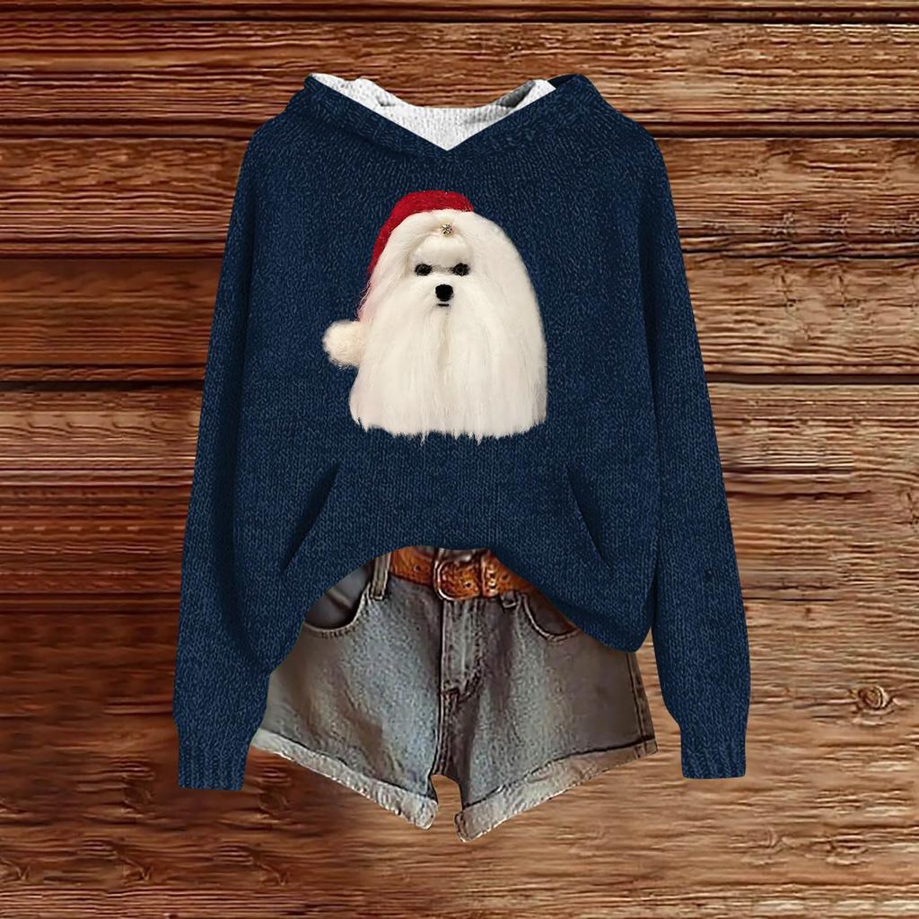 Sweatshirts For Women Knit Sweater Cute Shirt Fall Pullover Hooded Sweatshirt