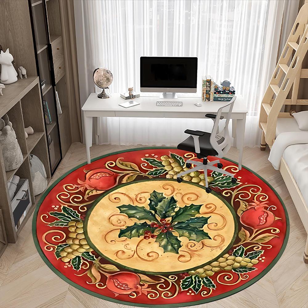 1pc Festive Plate Carpet for Office Non-Slip, Round Carpet, Soft & Comfortable, Carpet for Office, Round Floor Mat yy251225124