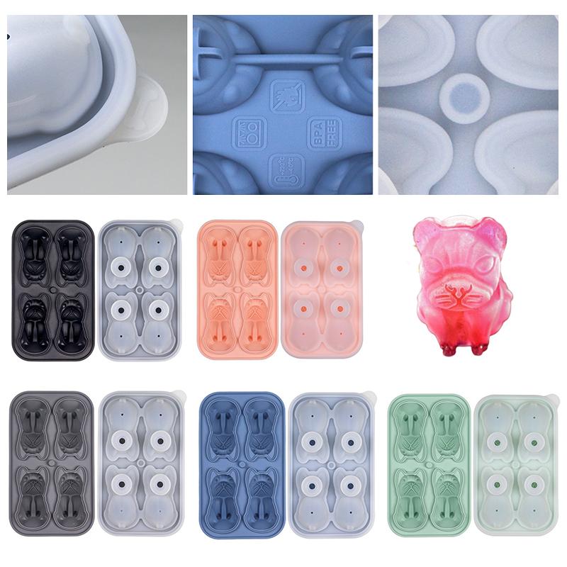 Kuchyňské doplňky Zvířecí silikonová mřížka na led Fadou Forma na bloky ledu pro psy 4-mřížková Forma na led pro štěně