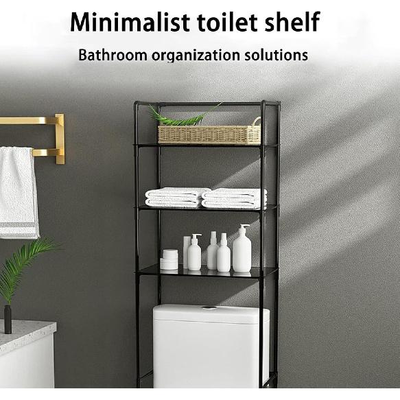 Over The Toilet Storage, 3-Tier Bathroom Storage Shelf, Bathroom Stand Organizer Versatile Rack Space-Saving, Easy Assembly, Black