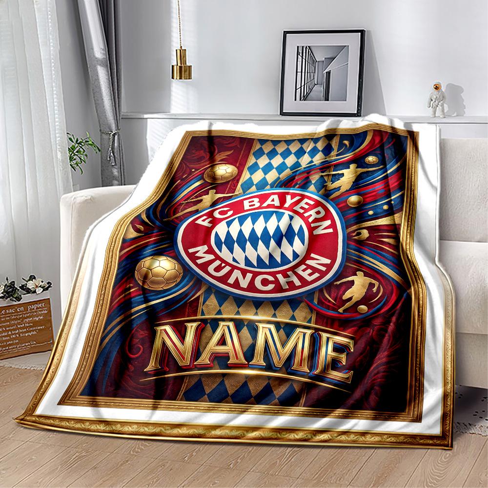 Bayern Munich Stadium Night Personalized Name Blanket Throw Customizable Blanket Warmthful Decor for Nap Couch Livingroom Chair Four Seasons Universal