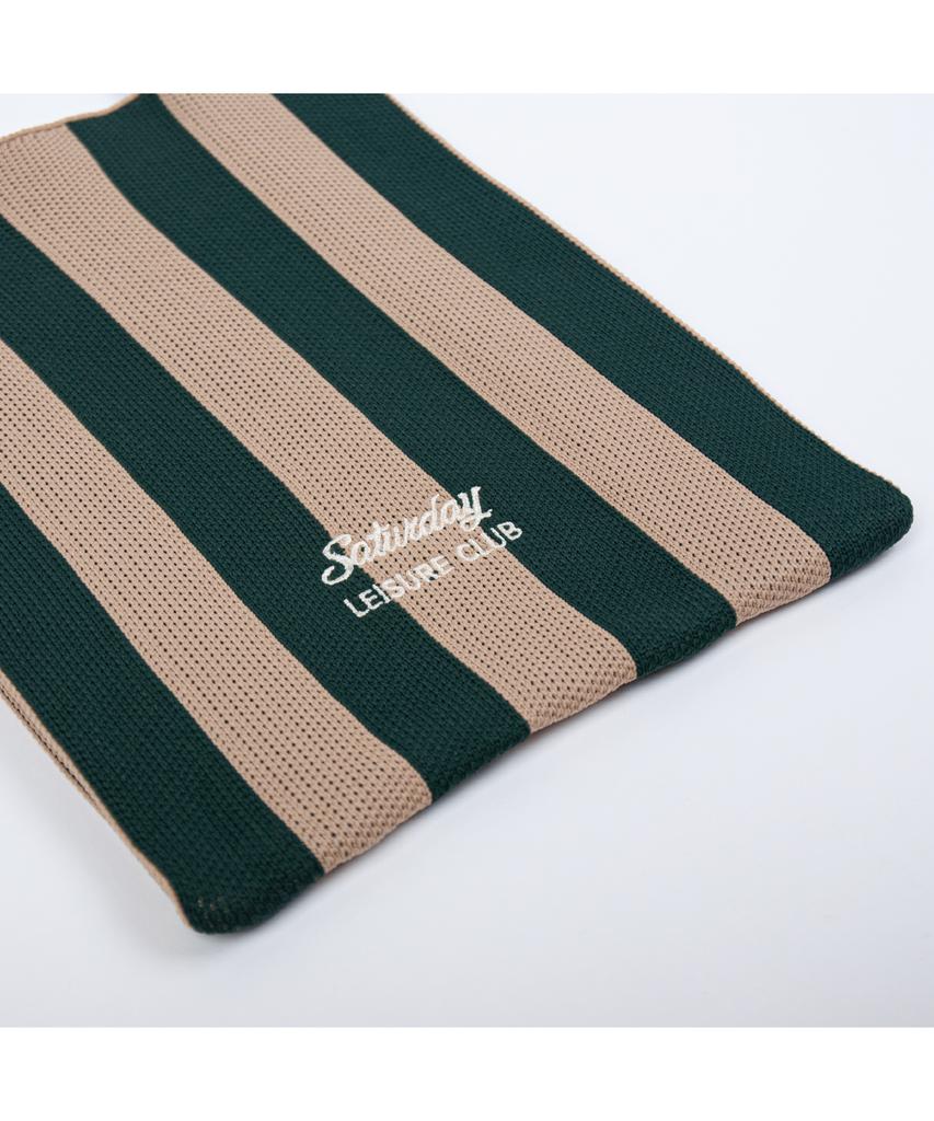Saturday Leisure Club Stripe Knit Tote Bag - Green & Beige