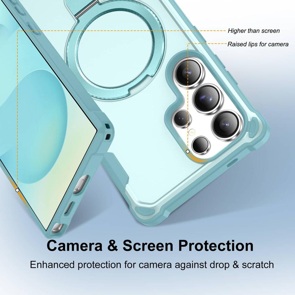 Magnetic Case For Samsung Galaxy S25 Ultra/S25/S24 Plus, MagSafe Charging Compatible Heavy Duty Shockproof Cover With Ring Stand