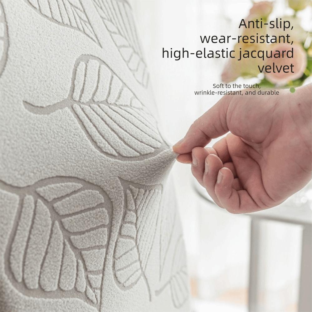 High-elastic Dining Chair Cover Anti-slip Jacquard Stool Slipcover Soft Skirt Edge Backrest Protector for Home Decoration