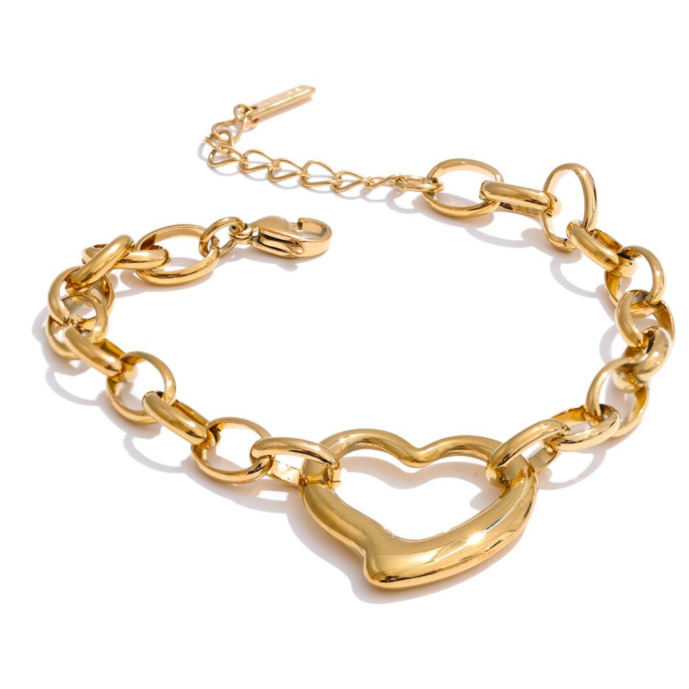 

Eetit Charm Stainless Steel Hollow Heart Love Chain Bracelet Bangle Waterproof Polished Metal Gifts for Girlfriend Jewelry золотий
