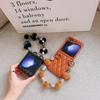 Cute Bobbles PU Leather Heart Wrist Strap Phone Case for Samsung Galaxy Z Flip 6 5 5G Hinge Protection Shockproof Cover