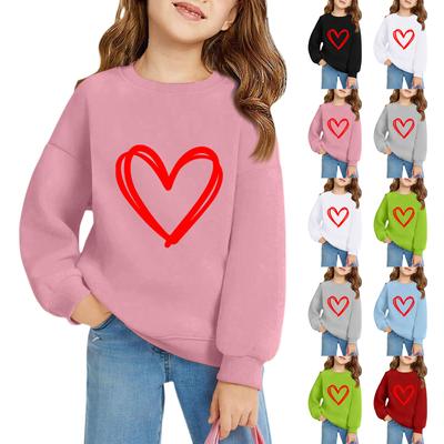 Girls Round Neck Pullovers For Kids Printed Baby Tops Valentine's Day