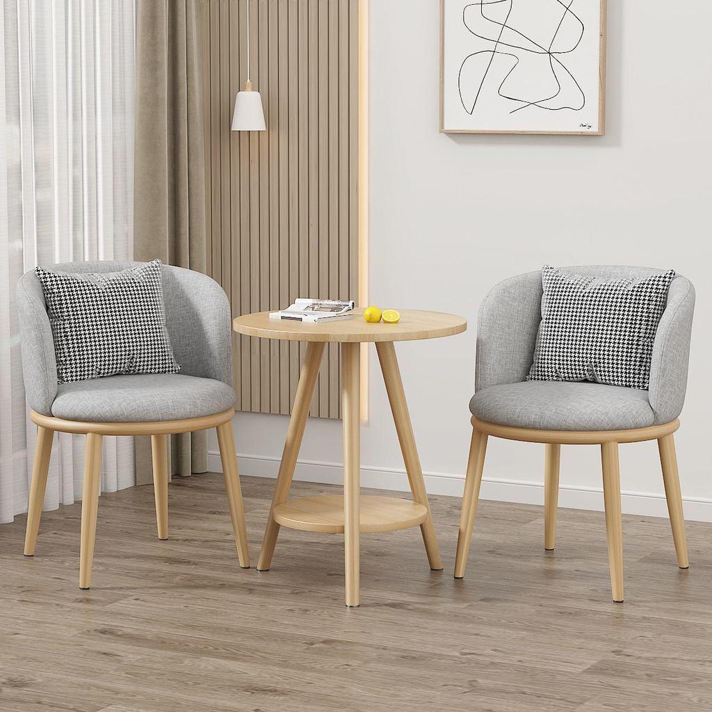 Light Luxury Balcony Tea Table & Chairs Set: Modern 3-Piece for Hotel or Bedroom - Includes One Table & Two Chairs