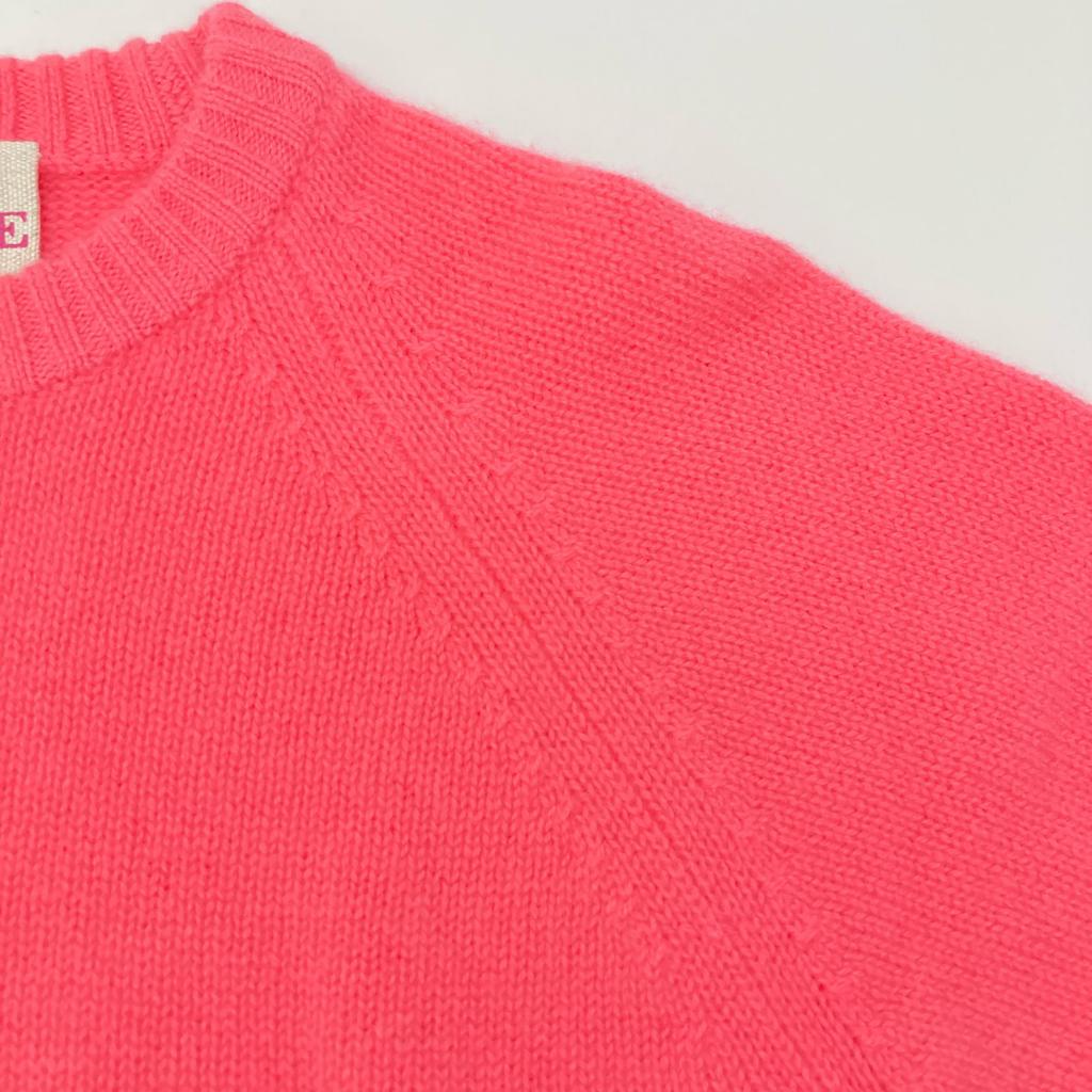 MAISON CARREE MC-07-08 Pink cashmere100 Raglan sleeve mini knit pullover tops F pinkUsed