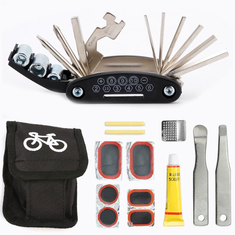 Bicycle Repair Kit 16 In 1 Multitool Set For Mountain And Road Bike Maintenance