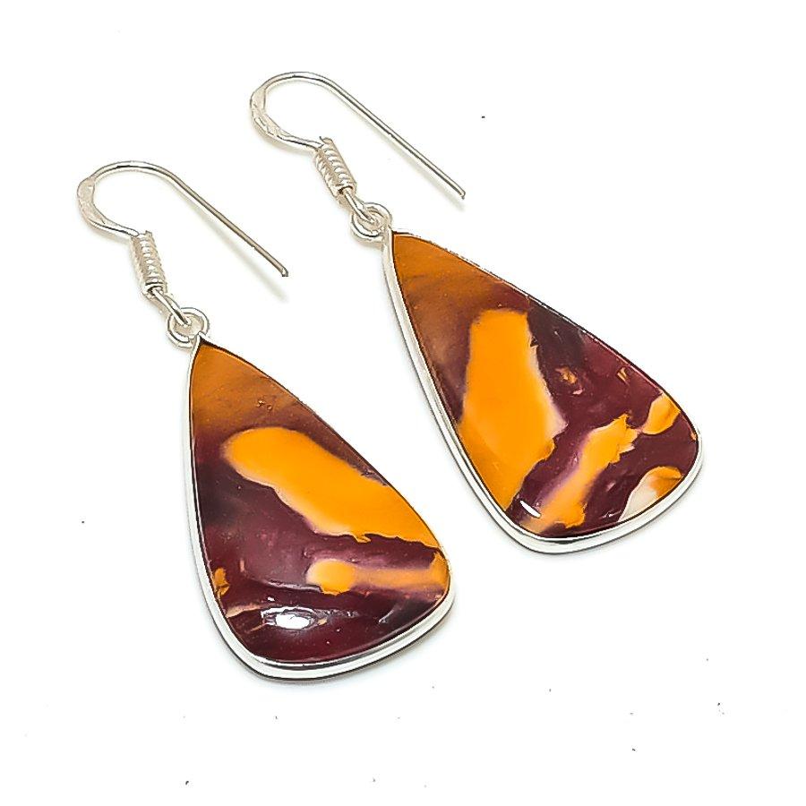 Натуральный камень Мукаит Серьги из стерлингового серебра 925 пробы 1,97  AE-12063