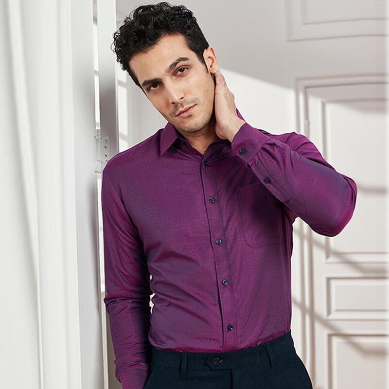 SHANSHAN Men s Business Casual Velvet Lined Slim Shirt TSB1364-1 41