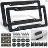 License Plate Frames - Black Carbon Pattern Plastic Front & Rear Car Tag Holder