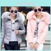 Womens Jacket Winter Parka Short Fur Collar Hooded Coat Quilted Outwear