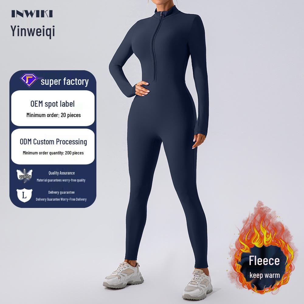 Women's Fleece-Lined Winter Jumpsuit: Long-Sleeve, Warm, Fitness One-Piece