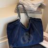 2025 Autumn New Large-capacity Tote Bag Women's Bag Single Shoulder High Value Niche Fashionable Denim Large Portable Bag