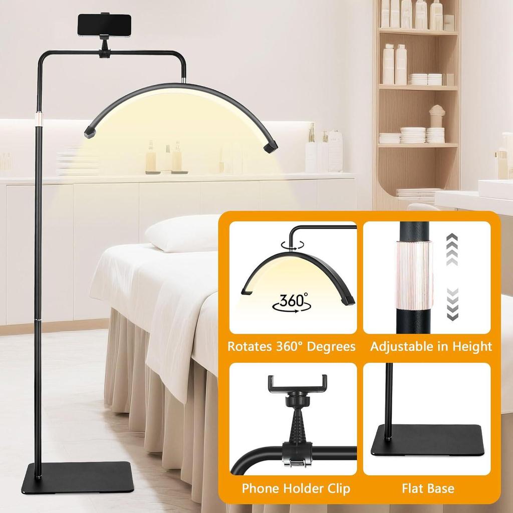 Dimmable U-Shaped Crescent Ring Light for Eyelash Extensions, Nail Art, Eyebrow Tattoo, and Eye Protection.