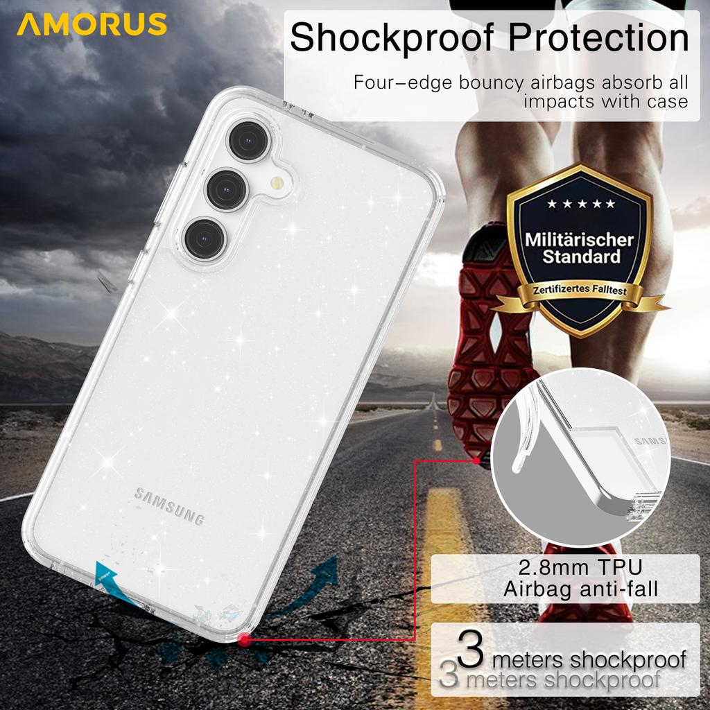 AMORUS For Samsung Galaxy S24 FE Case Soft TPU Hard PC Back Shockproof Phone Cover