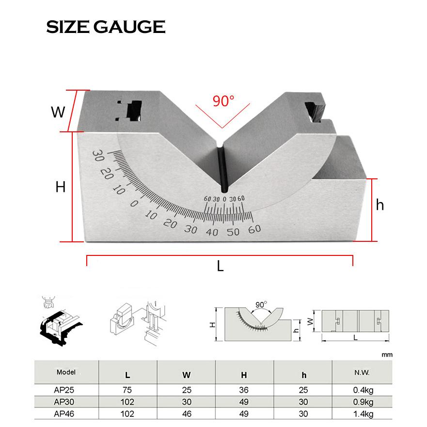 AP25 AP30 AP46 Adjustable Angle Gauge V Block 0 To 90 Degree Adjustable Micro Gauges Measuring Tools for Grinder Milling Machine