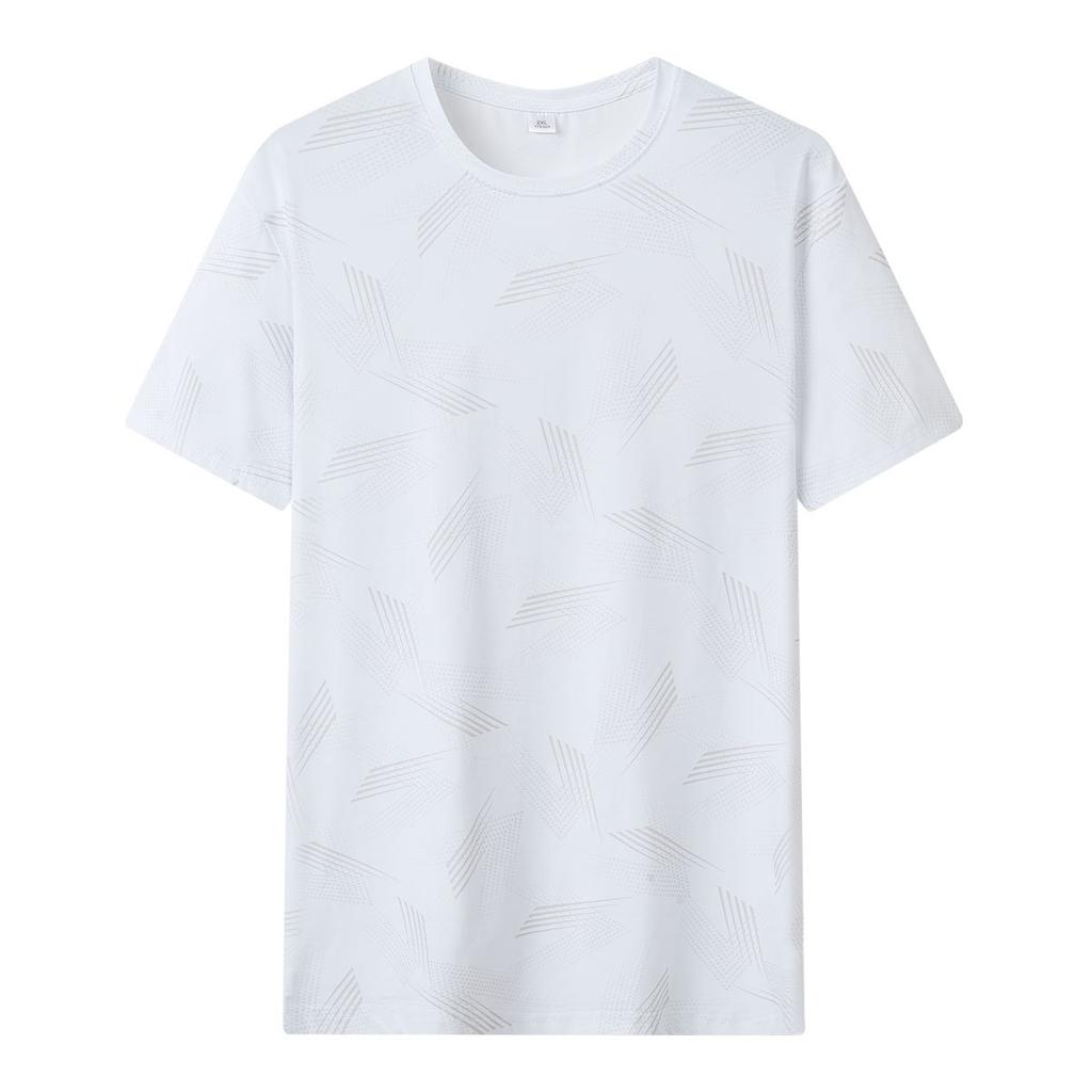 Men's Ice Silk T-shirt, Men's Summer Loose High Elasticity Sports Short Sleeved T-shirt