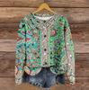 Women's Vintage Knit Button Vintage Print Cardigan Jacket