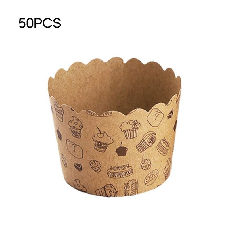 50PCS Cupcake Liners Cake Wrappers Baking Cup Tray Cake Paper Cups Pastry Tools Oilproof Cake Wrapper Party Supplies