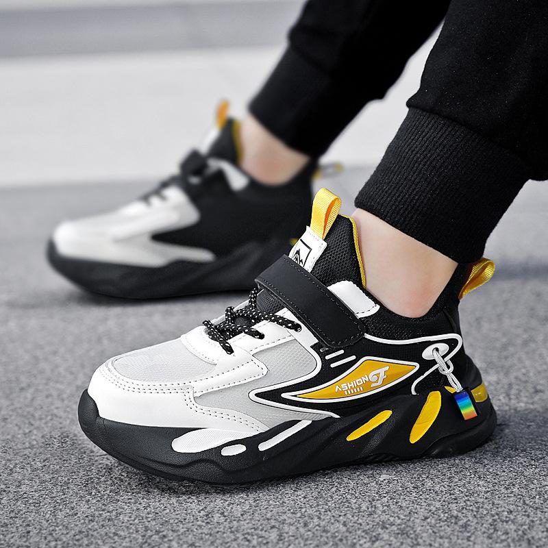 Children's Sports Network Running Sneakers Spring Face Steppers Medium and Large Leather Surface Breathable Autumn and Winter Children's Classmates 1