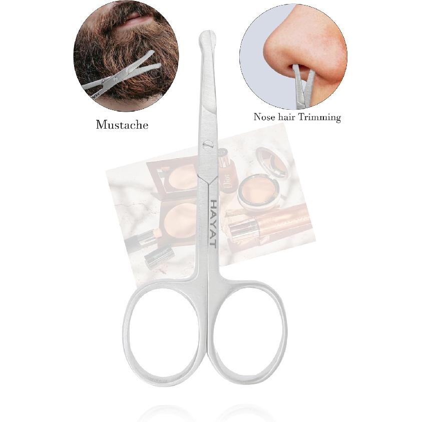 "HAYAT- Eyebrow & Nose Hair Scissors – Precision Curved Stainless Steel Blades, Ergonomic Non-Slip Handles, Safe & Easy Grooming for Men & Women,