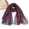 Colorful Poppy Print Scarf Cotton Voile Smooth Poppy Floral Shawl 180*90cm Breathable Poppies Floral Wrap for Women Ladies