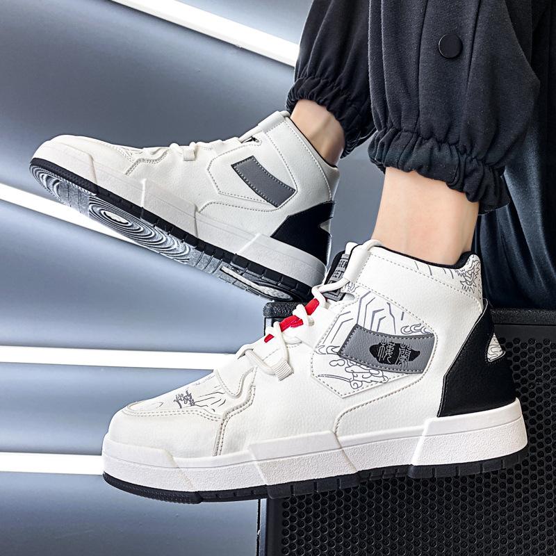 Fashion 2024 New Running Shoes Men Leather Casual Shoes High-top Sneaker Comfortable Sports Outdoor Sneakers White Skateboarding Shoes