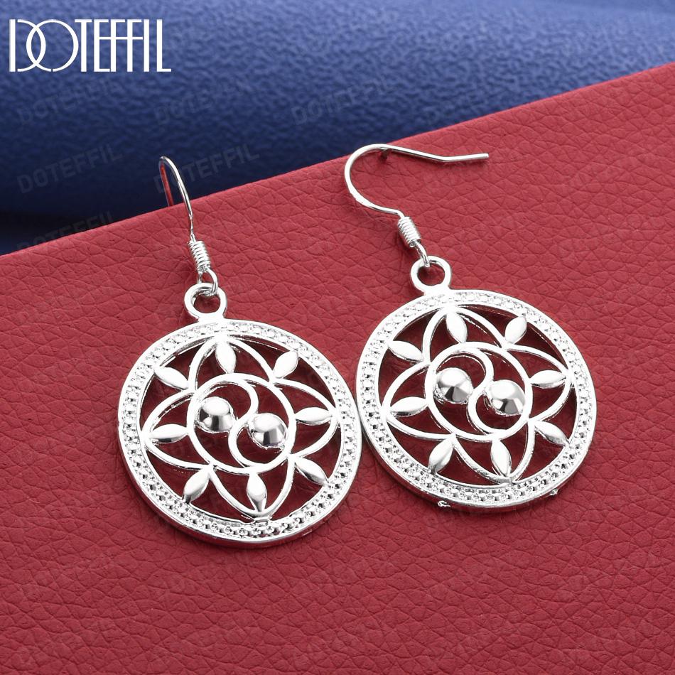 925 Sterling Silver Art Disc Pendant Earrings - Elegant Gift Jewelry