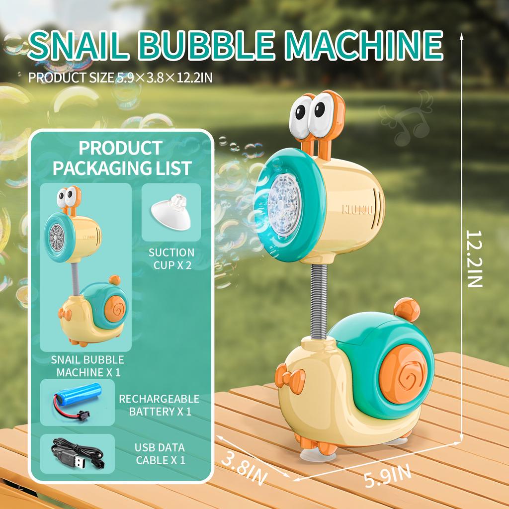 Snail Soap Bubble Machine Fully Automatic 20 Holes Children's Bubbles Gun LED Light Outdoor Game Boys Girls Toys for Kids Gifts
