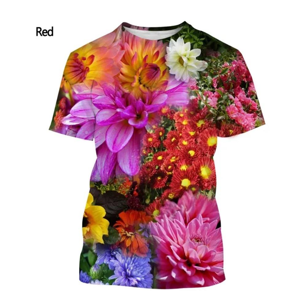 Rosenpflanze Blumen 3D HD Druck Herren T-Shirt Mode Kreativ Oberteil Lässig Alles Qualität Bequem Kurzarm