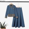 ZANZEA Women Long Sleeve Patchwork Blouse and Long Skirts Casual Two Piece Suit Sets