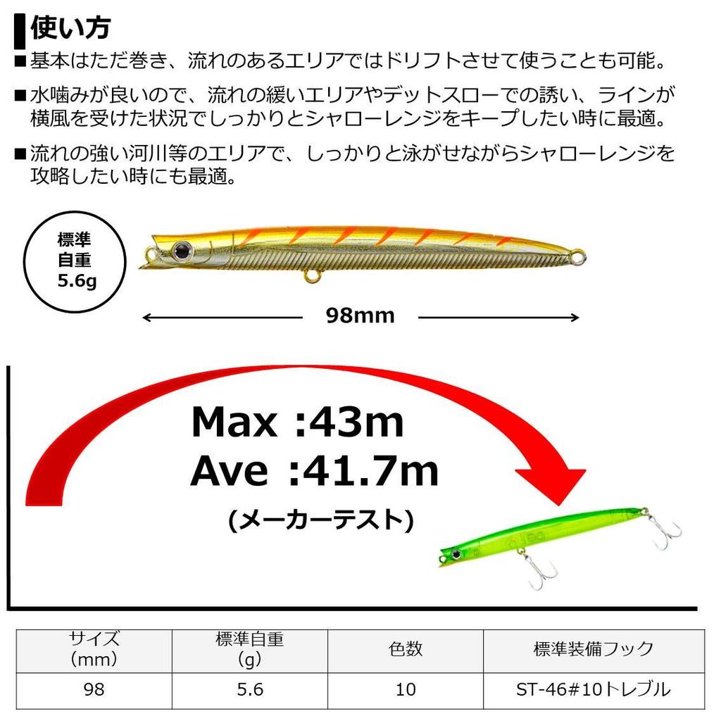 DAIWA Sea Bass Minnow Morethan Sharol Slim Sleepless City Lure 98F-SSR