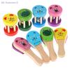 {MX} Cartoon Wooden Animal Rattle Castanets Five-stud Rattle Bell For Kids Educational Toys Baby Orff Rhythm Instruments Gift