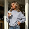Women's Color Turtleneck Loose Fit Long Sleeve Sweatshirt for Casual Wear