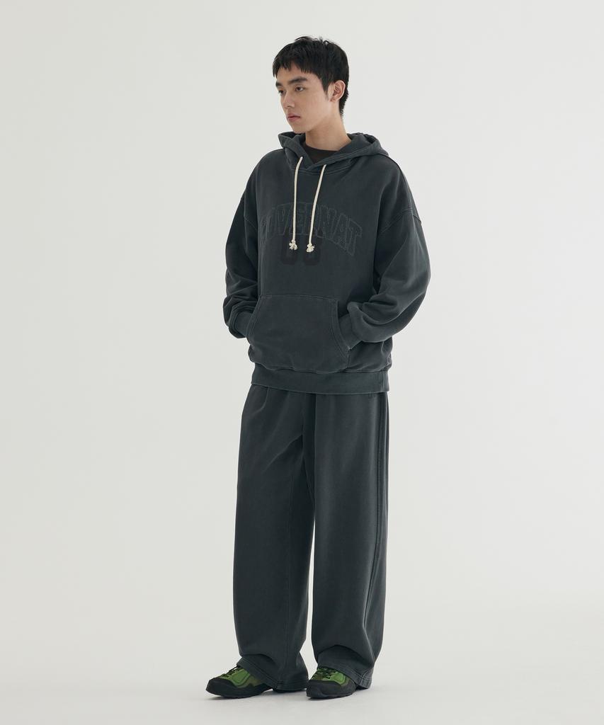 Arch Logo Pigment Graphic Hoodie Khaki Gray