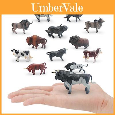 Wildlife Animal Miniature Cow Model Set With Pvc Material For Kids Educational Play