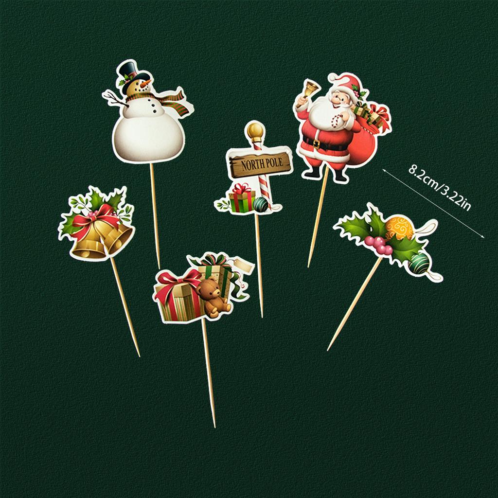 1set Cheap Christmas Cake Toppers Santa Claus Snowman Elk Cupcake Topper Christmas Eve Cake Decoration Xmas Supplies