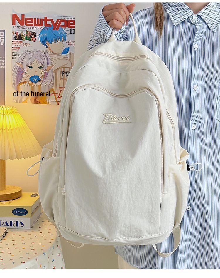 Korean Style Lightweight Backpack - Versatile Solid Color for Students and Women
