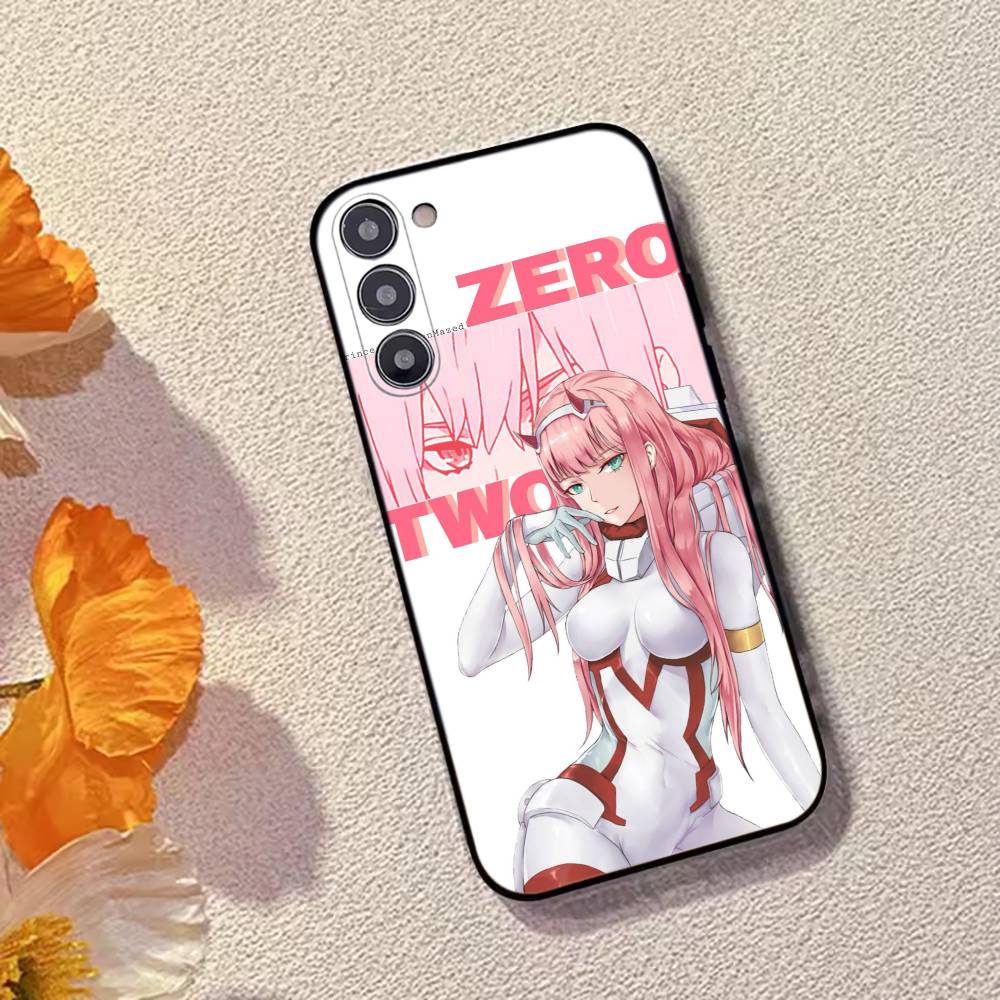 Lovely Zero Two 02 Hot Anime Phone Case For Samsung Galaxy A73,A72,A71,A70,A53,A52,A51,Soft Silicone Black Cover