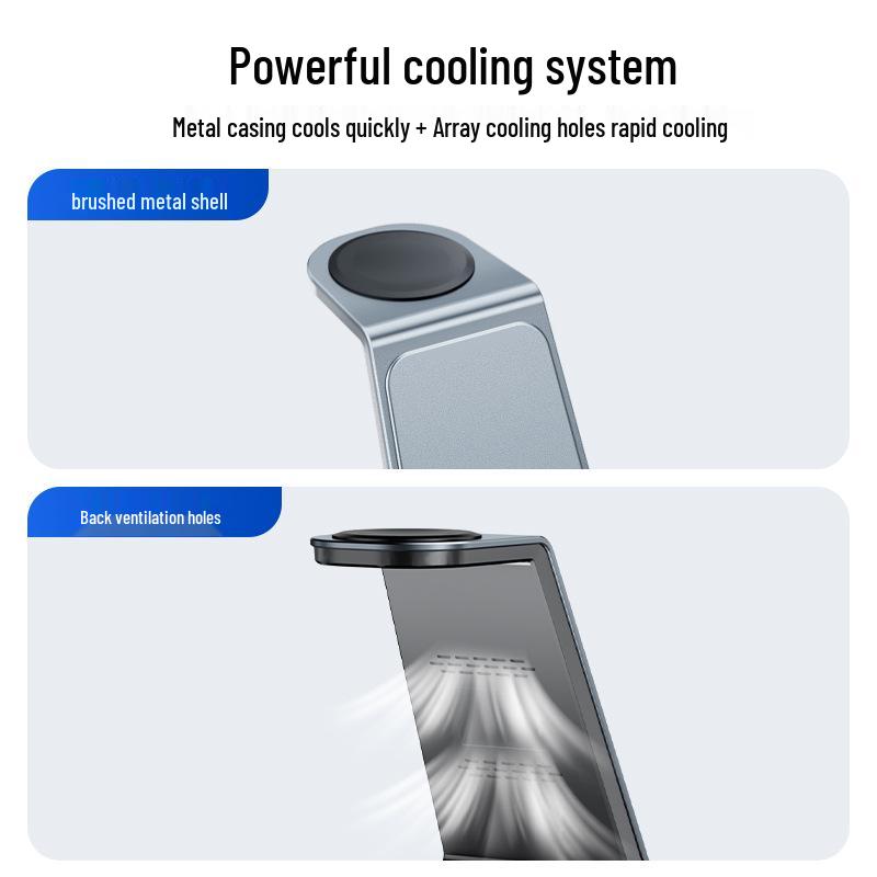 Universal 3-in-1 Wireless Fast Charger for Phone, Watch, and Earbuds with Alloy Stand
